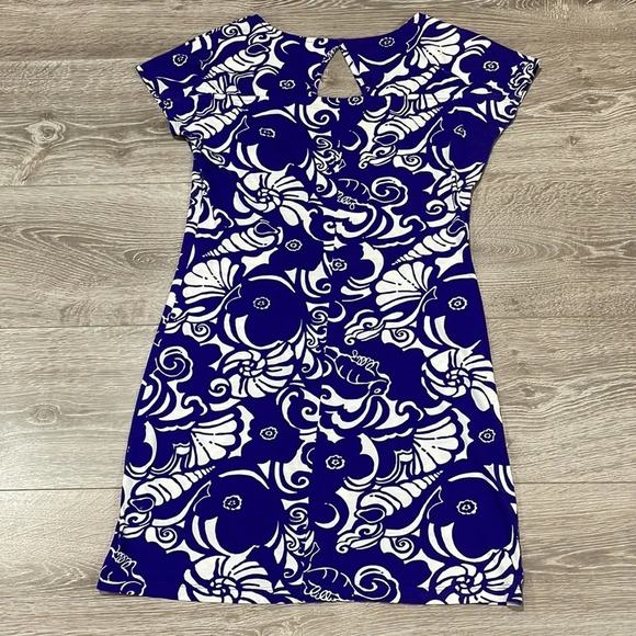 Lilly Pulitzer Pima Cotton T-shirt Dress Purple and White Shell XS - Picture 16 of 16